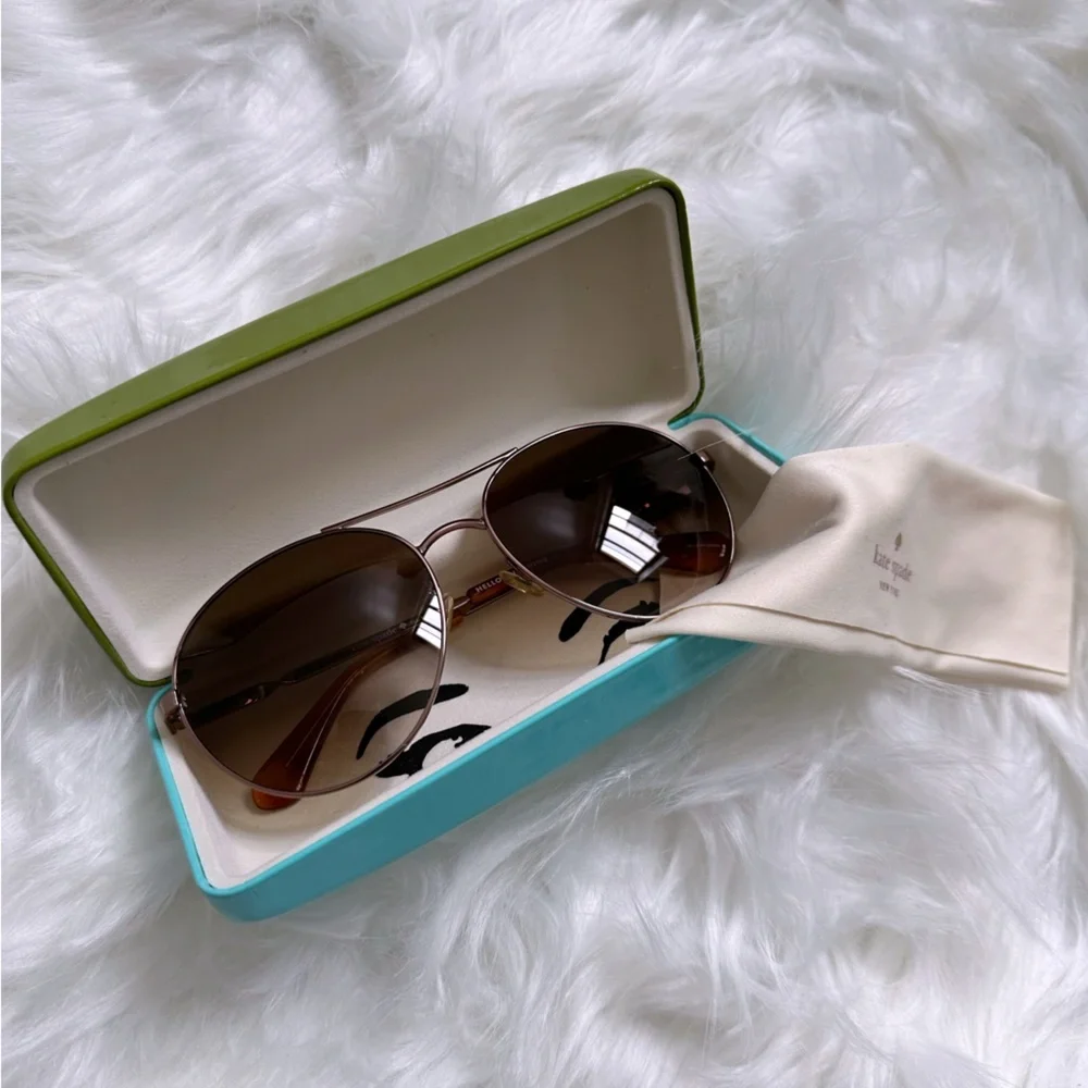 Kate Spade Aviator Sunglasses with Brown Glitter - Picture 1 of 12